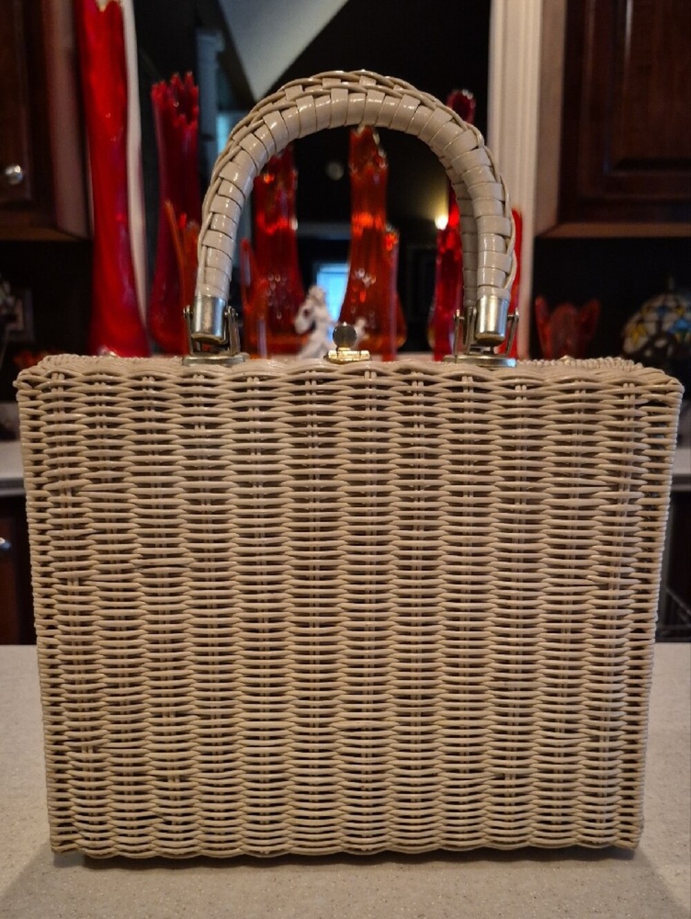 vintage 1960s wicker box tapestry Purse Magid - Picture 4 of 8